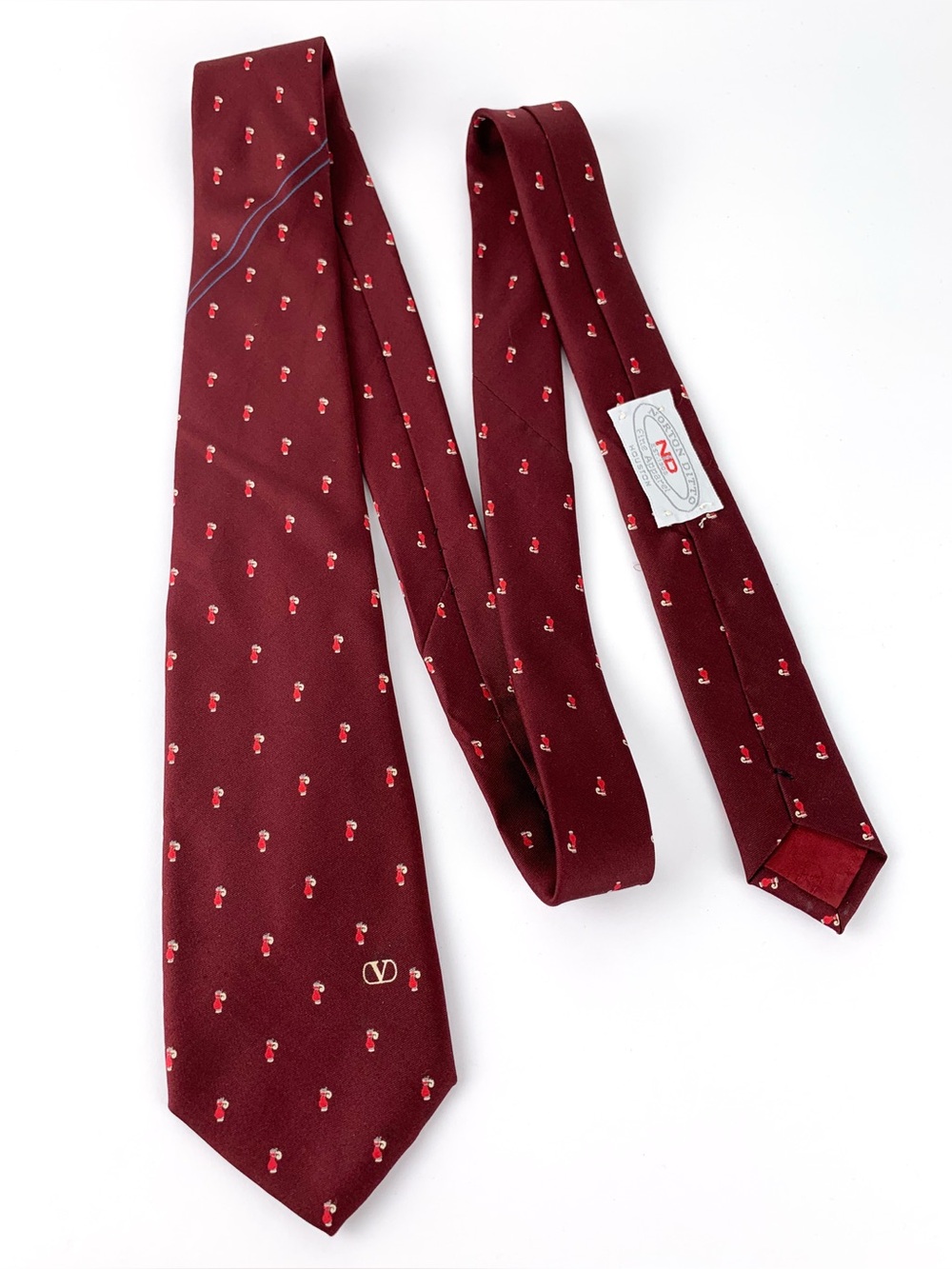 Vintage Valentino silk tie burgundy La Cravat by Valentino made in Italy
